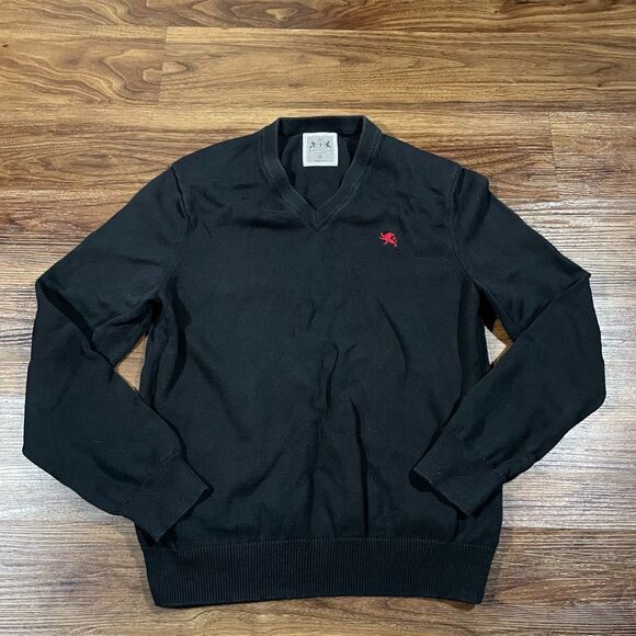Express Sweater Black V Neck Casual Pullover Long Sleeve Sweatshirt Men's Medium - Picture 1 of 6